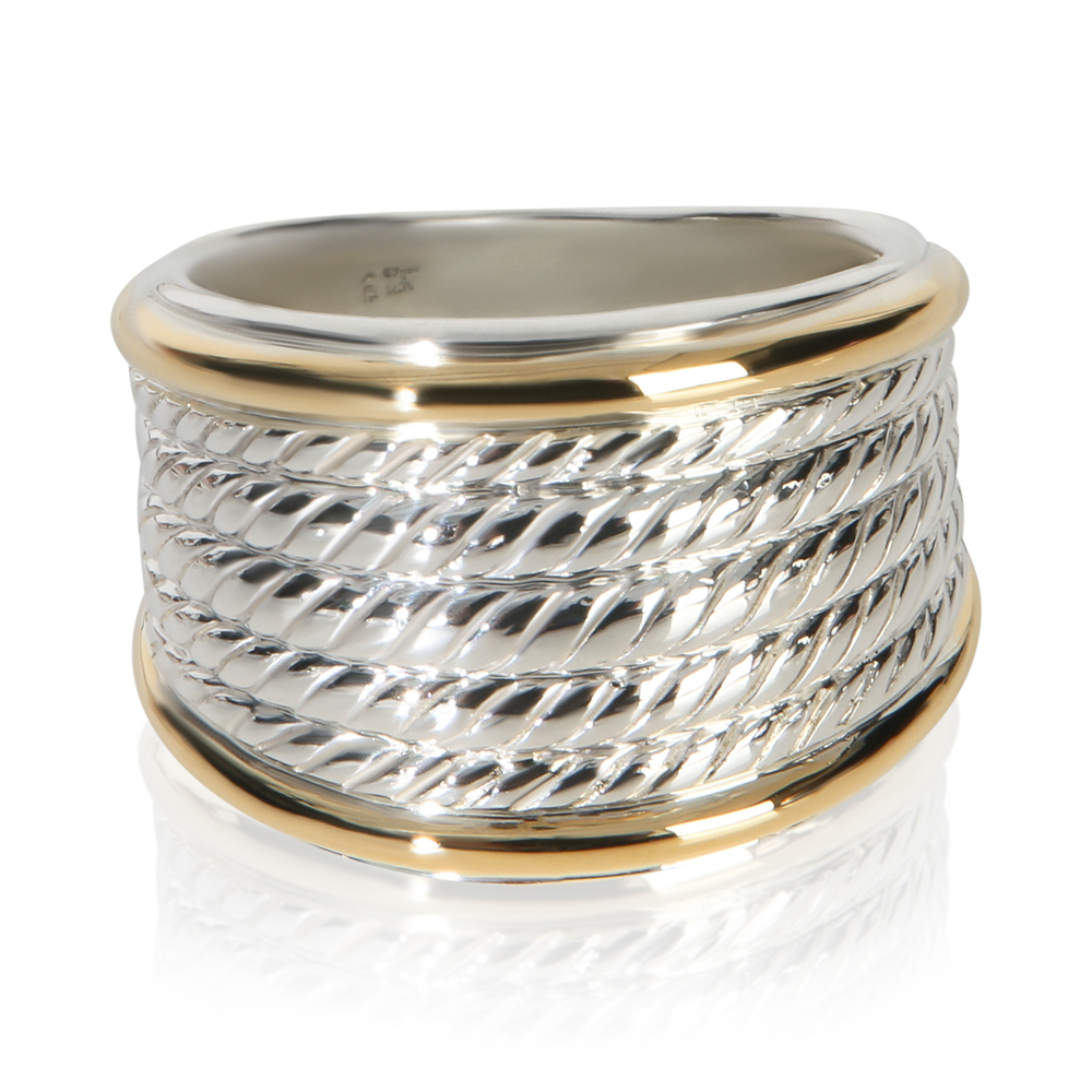 David Yurman Yellow Gold & Sterling Silver  5 Row Cable Band